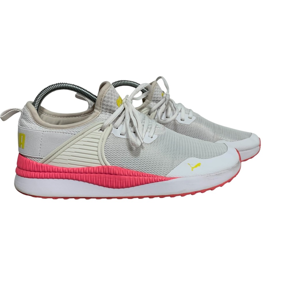 Puma Pacer Next Cage Womens Running Shoes White Pink Yellow 373983-01 Size‎ 8.5
